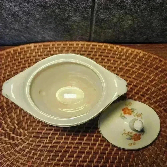 Edwin M. Knowles China Co. SEMI VITREOUS 43-8 Made in U.S.A. Floral Sugar Bowl - Picture 3 of 9